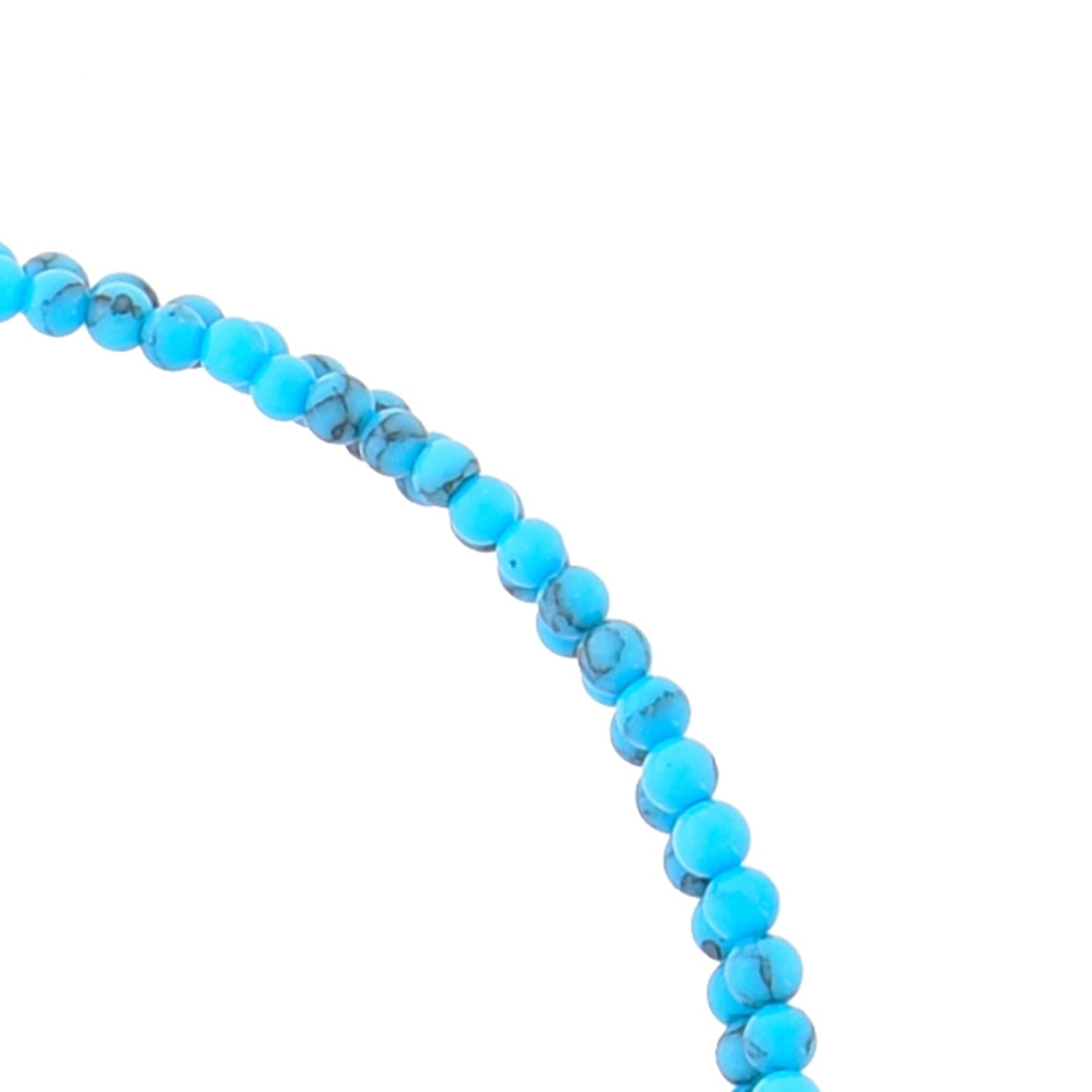 Truelements(トルゥーエレメント) レディース ネックレス ターコイズ [2mm] 石 ビーズ チェーン シルバー 925 パワーストーン チョーカー [43cm] (TE-CSV-RN-TQ)