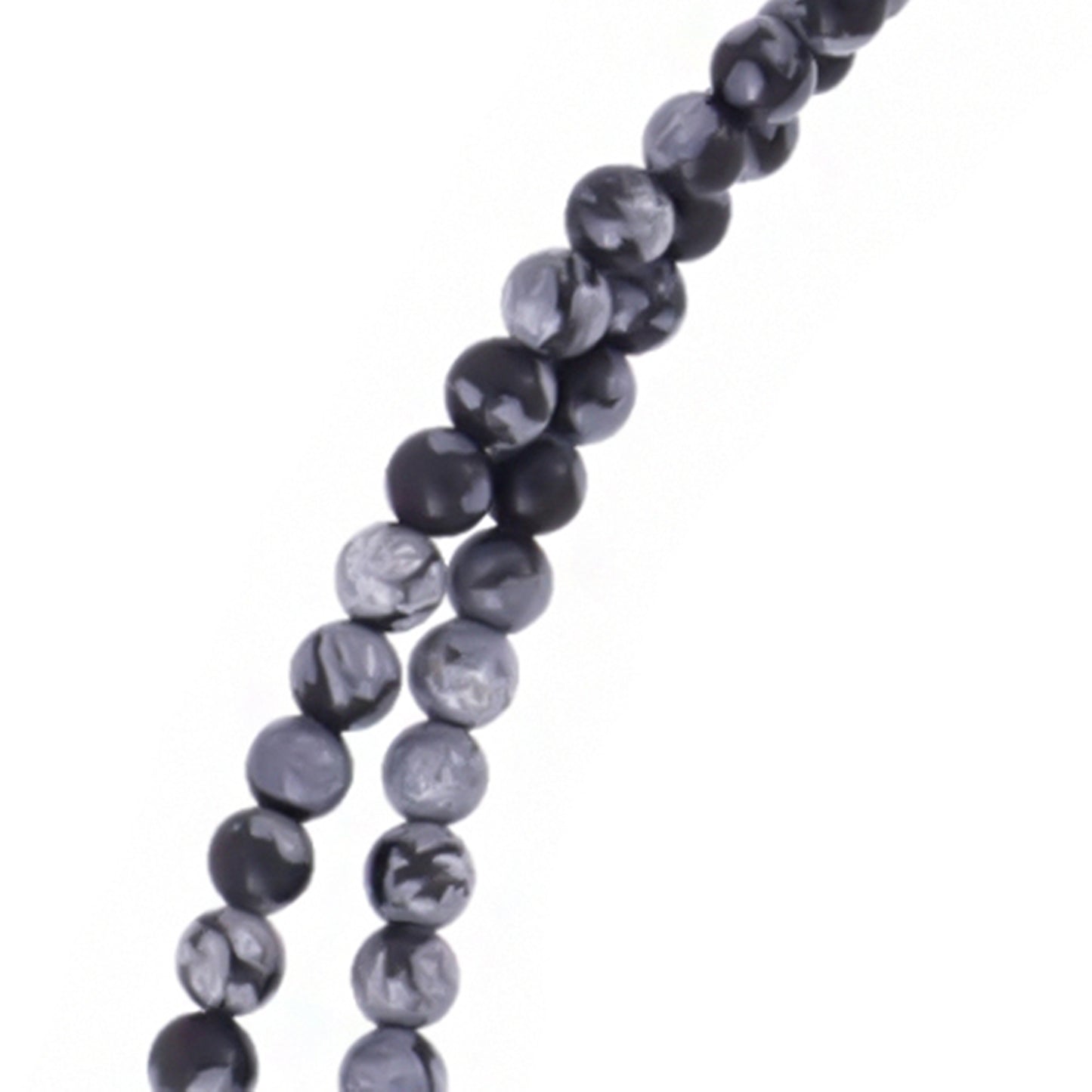 レディース ネックレス スノーフレーク黒曜石 [2mm] 天然石 ビーズ チェーン シルバー 925 パワーストーン チョーカー [43cm]、ディテールイメージ