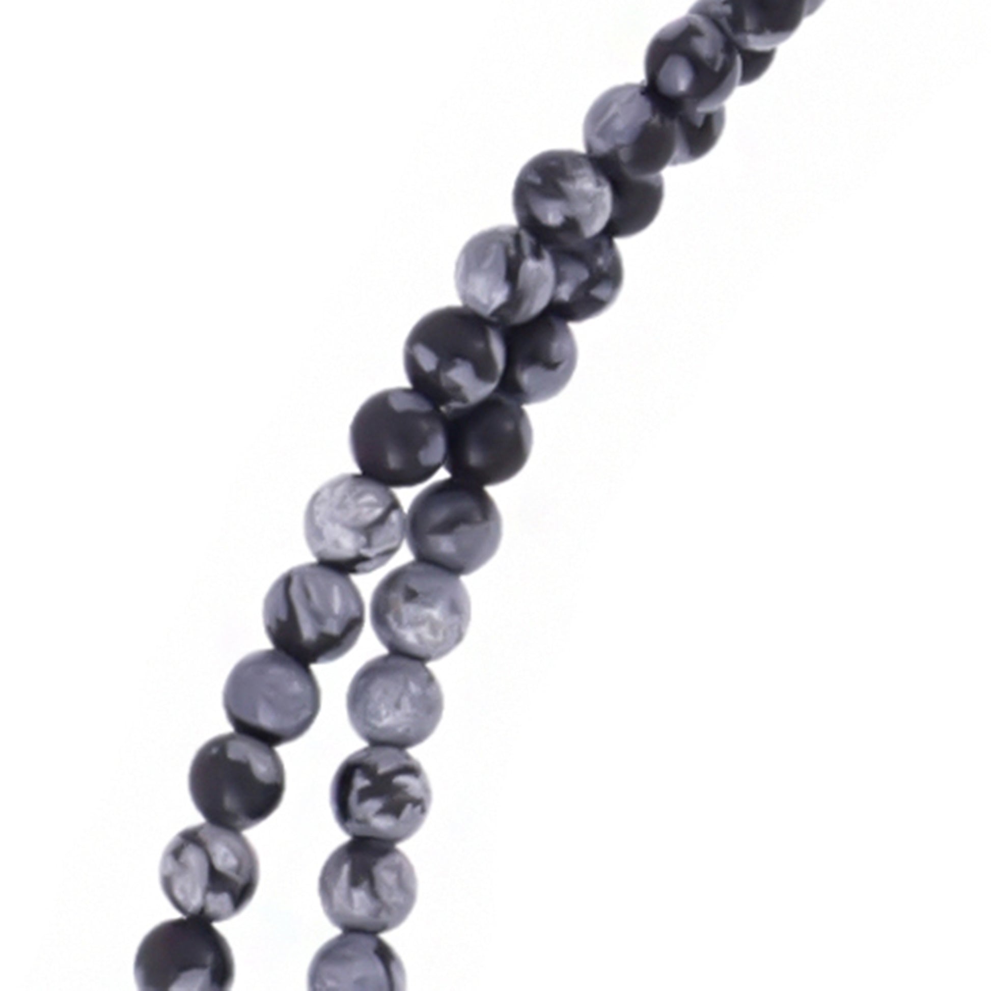 レディース ネックレス スノーフレーク黒曜石 [2mm] 天然石 ビーズ チェーン シルバー 925 パワーストーン チョーカー [43cm]、ディテールイメージ