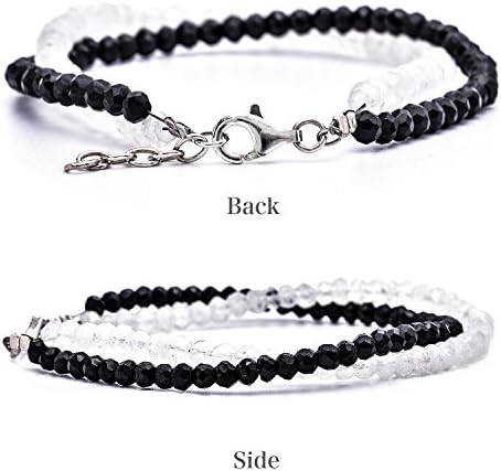 Truelements カップル・ペア シルバー925 ブラックスピネル ブルームーンストーン ブレスレット 詳細 2
