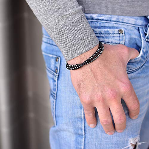 Truelements メンズ ブラックスピネル ブレスレット 着用イメージ