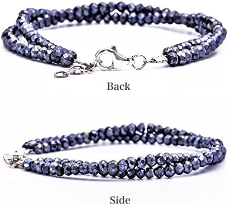 Truelements 天然シルバースピネル 4mm ペアブレスレット 全体