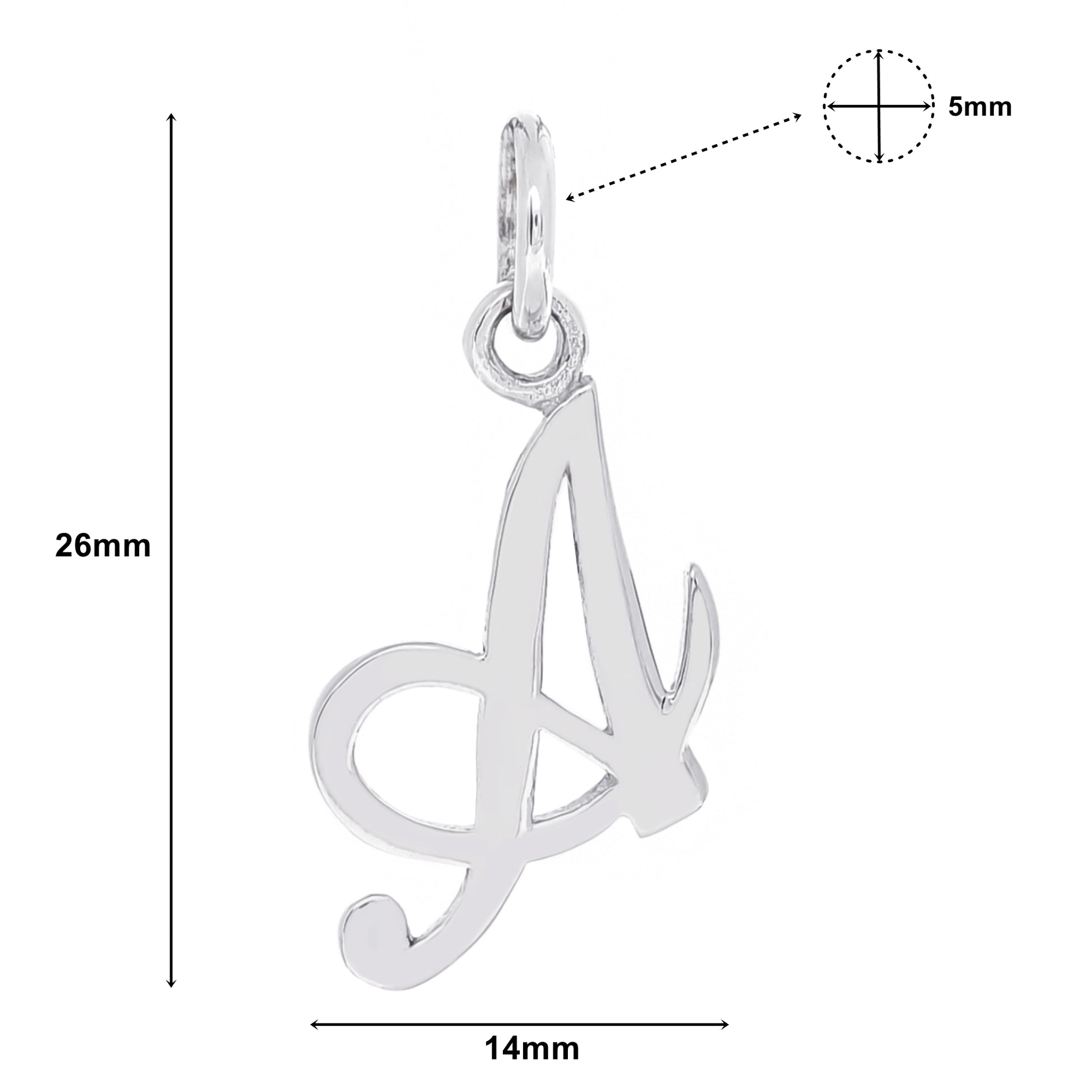 ネーム イニシャル ネックレス メンズ レディース シルバー 925 シンプル アルファベット (A) チャーム、ディテールイメージ