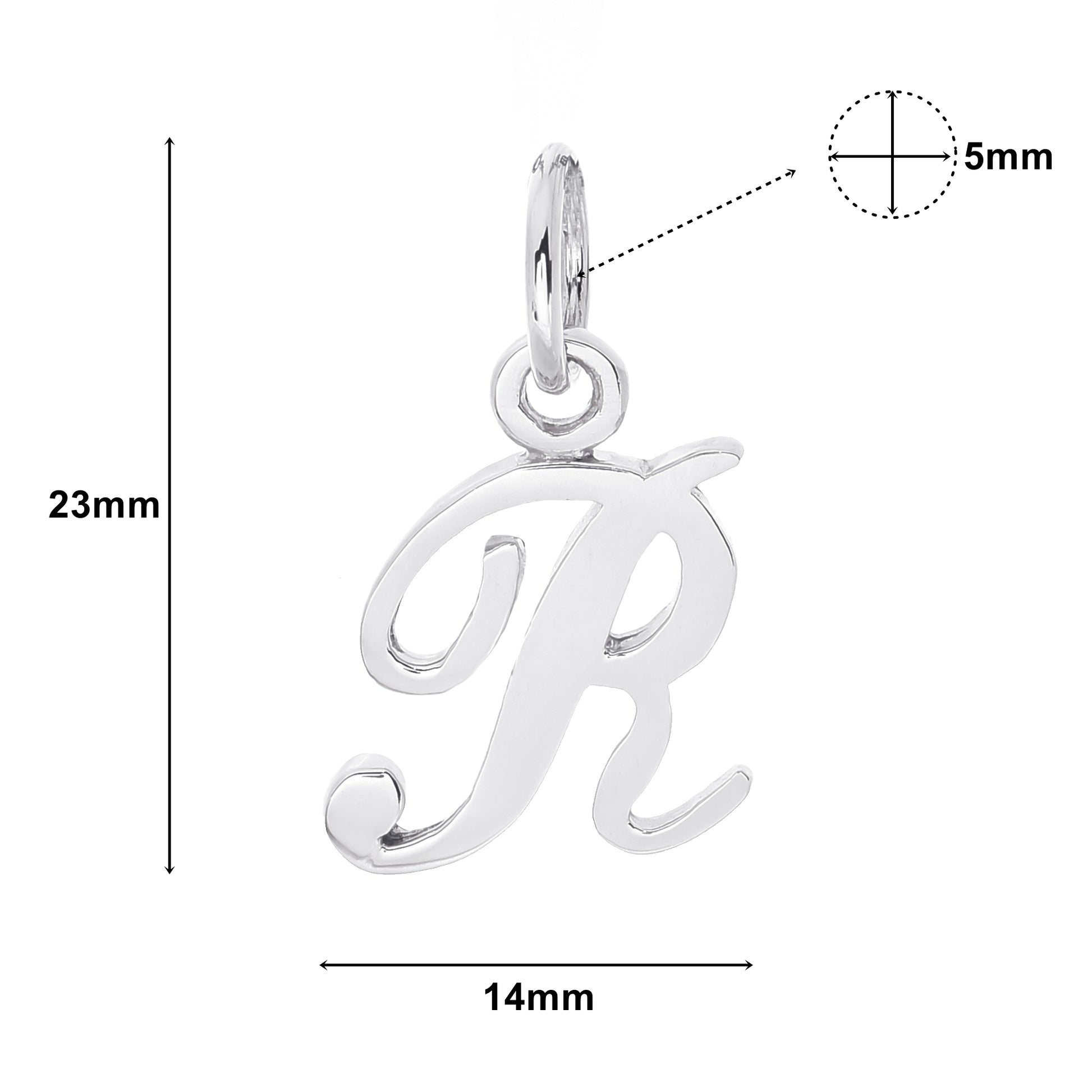 ネーム イニシャル ネックレス メンズ レディース シルバー 925 シンプル アルファベット (R) チャーム、ディテールイメージ