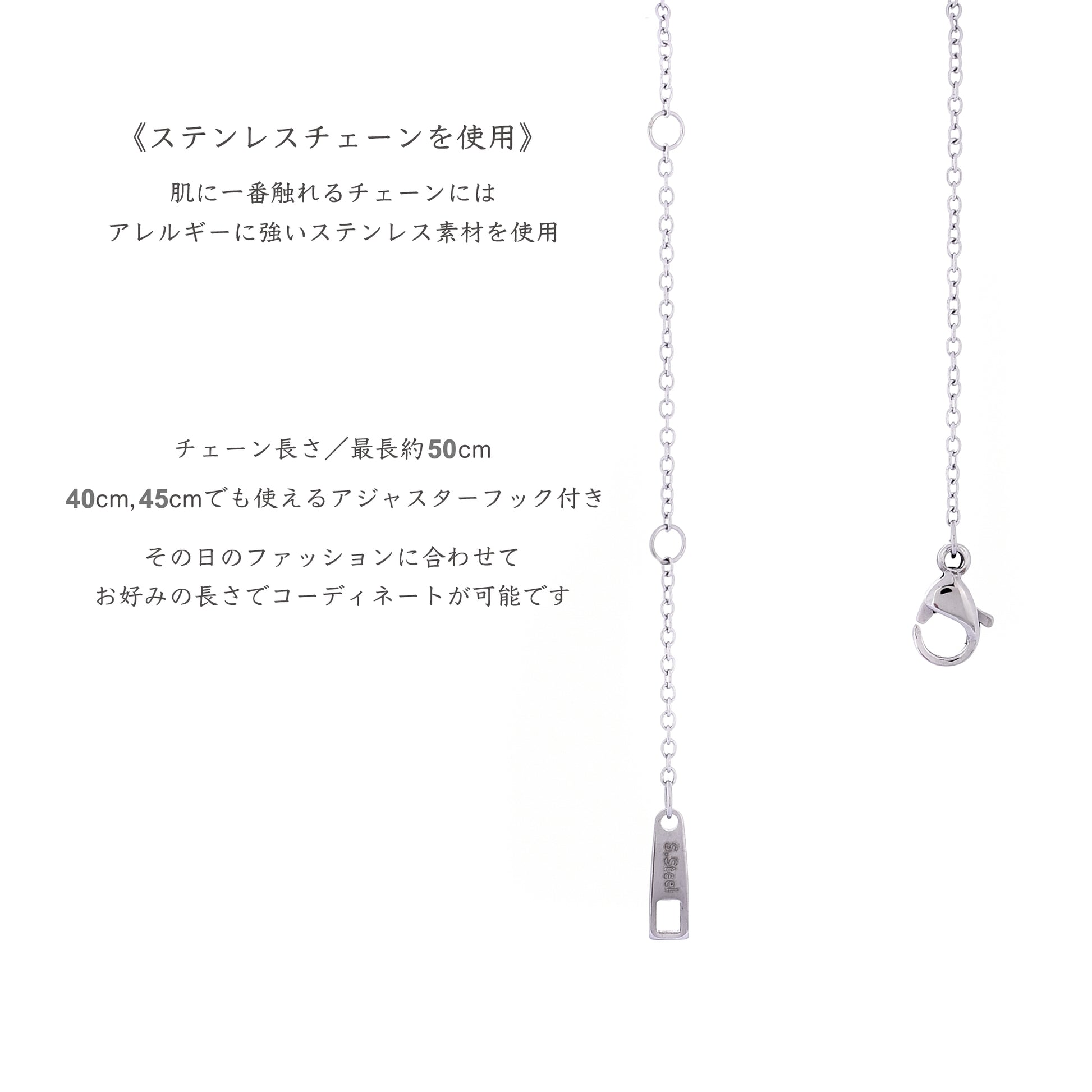 ネーム イニシャル ネックレス メンズ レディース シルバー 925 シンプル アルファベット (J) チャーム、チェーンディテールイメージ