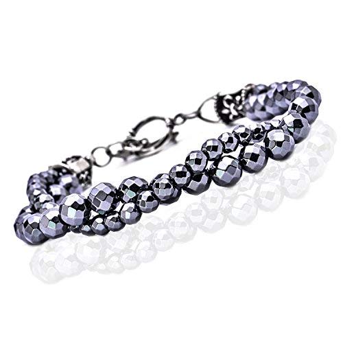 Truelements メンズ シルバー925 ヘマタイト ブレスレット 正面