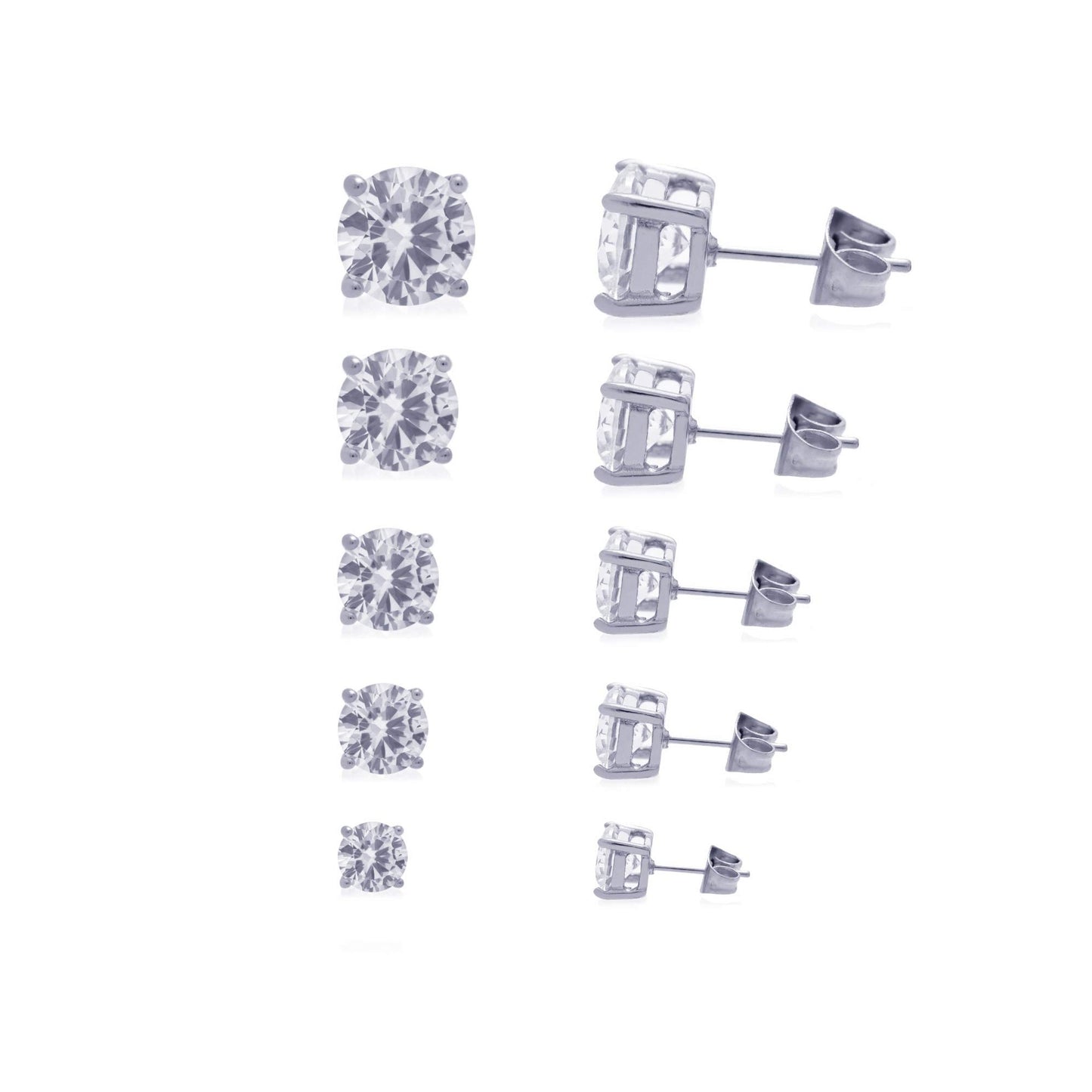 サージカルステンレス316L シルバー クリアラウンドジルコニア 3mm スタッドピアス 正面