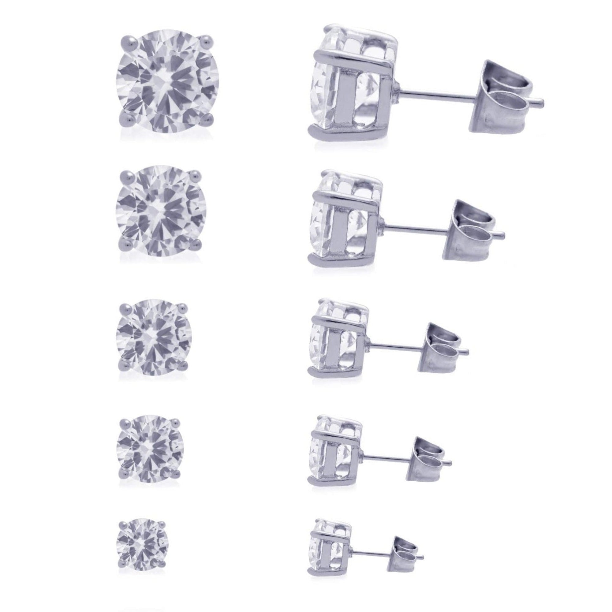 シルバー クリアラウンドジルコニア 4mm ステンレスピアス｜Truelements