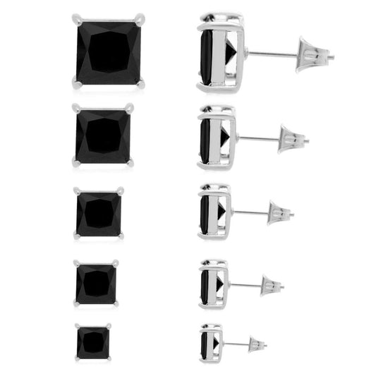 サージカルステンレス316L ブラック スクエアジルコニア 3×3mm スタッドピアス 正面