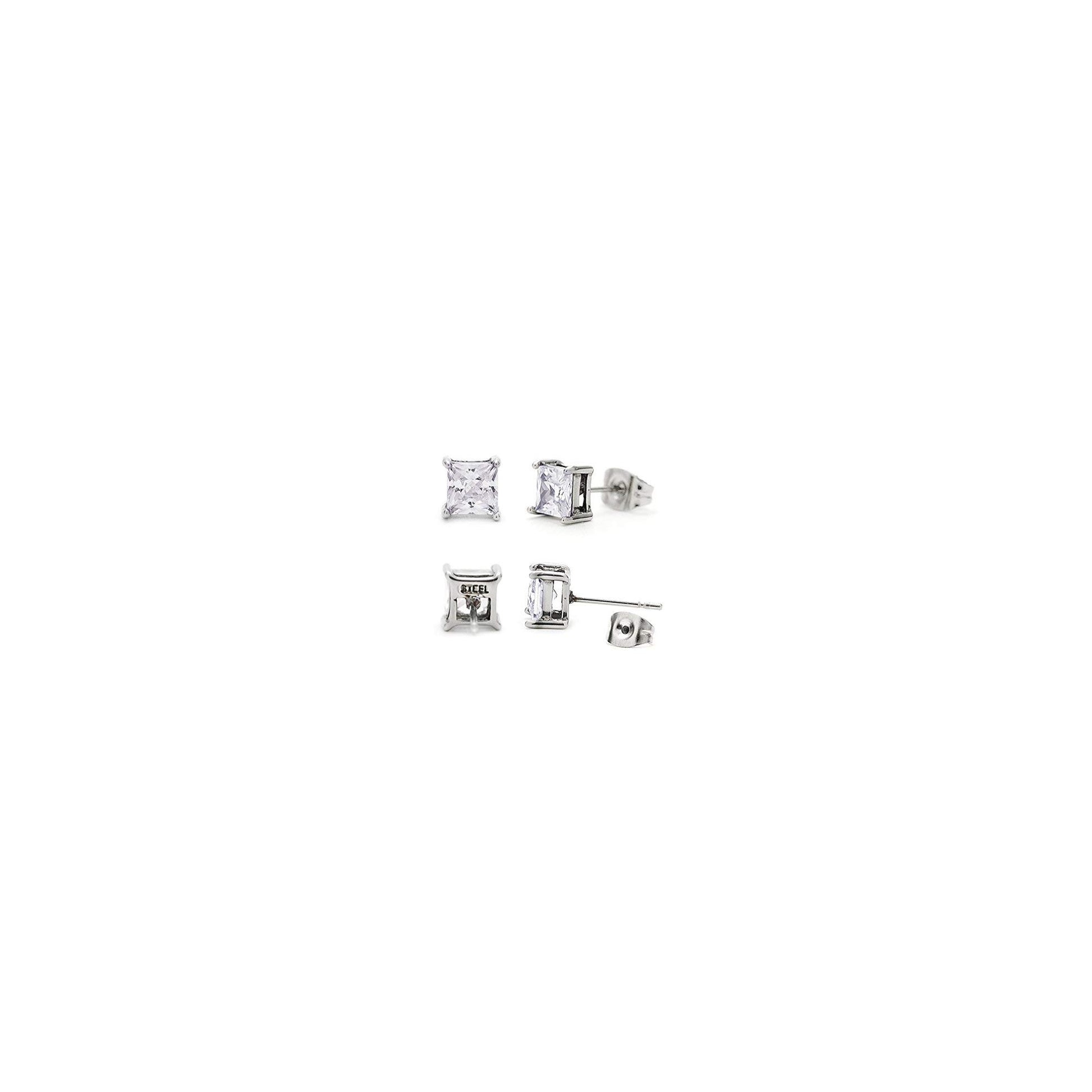 サージカルステンレス316L クリア スクエアジルコニア 5×5mm スタッドピアス 背面