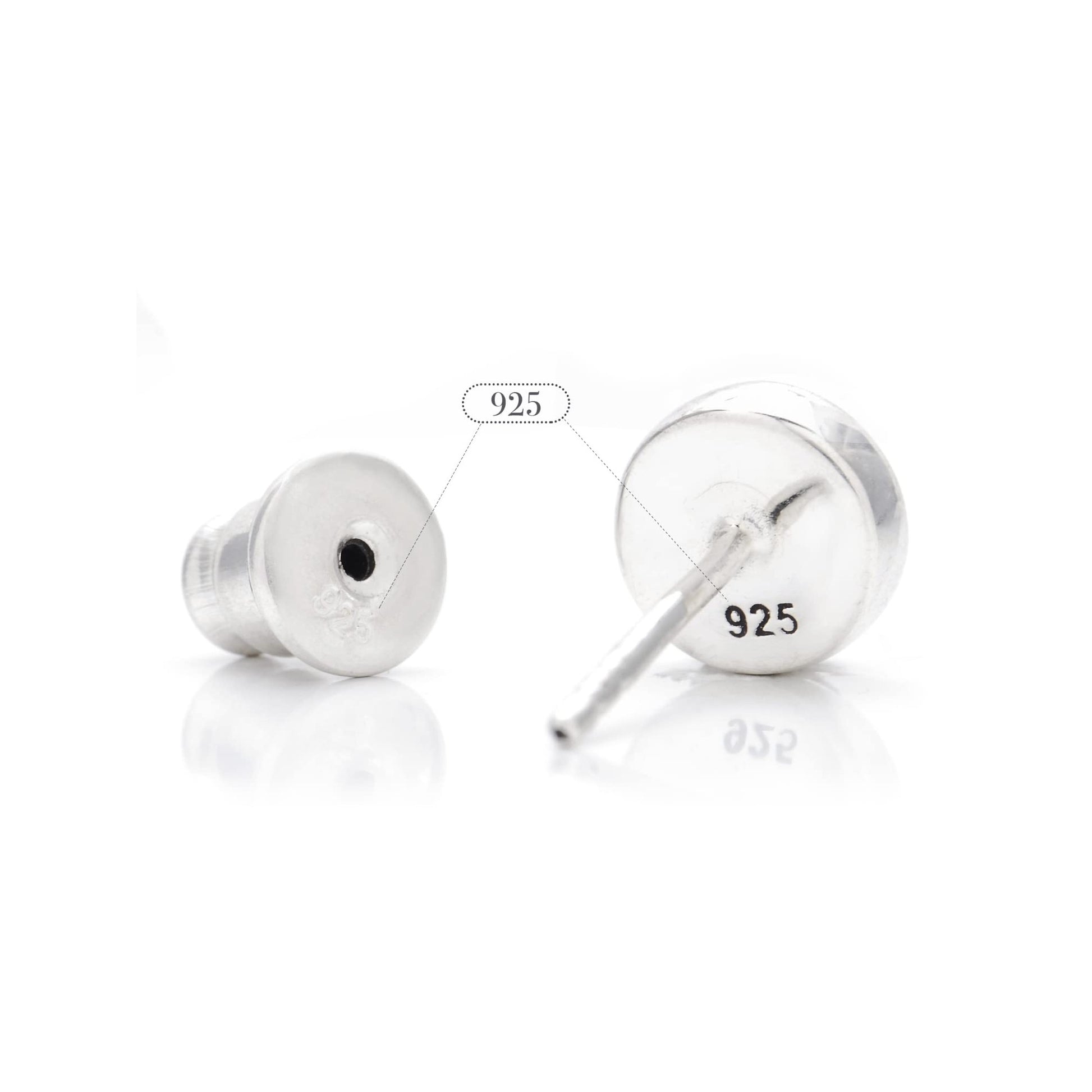 メンズ シルバー925 レッドジルコニア 5mm スタッドピアス 斜め