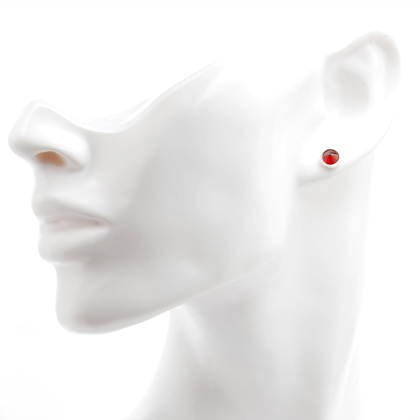 メンズ シルバー925 レッドジルコニア 5mm スタッドピアス 側面