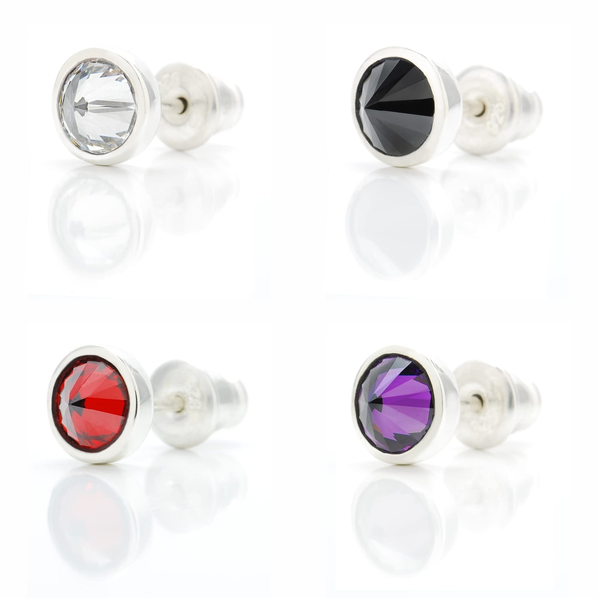 メンズ シルバー925 レッドジルコニア 5mm スタッドピアス 着用イメージ