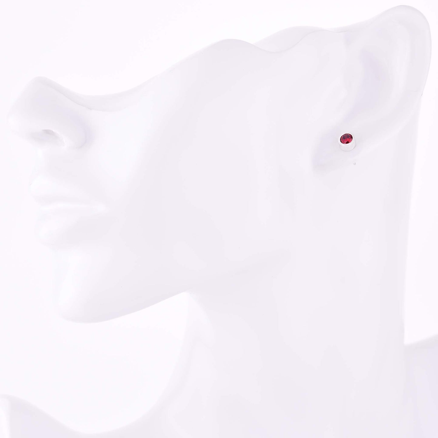 メンズ シルバー925 レッドジルコニア 4mm スタッドピアス 側面