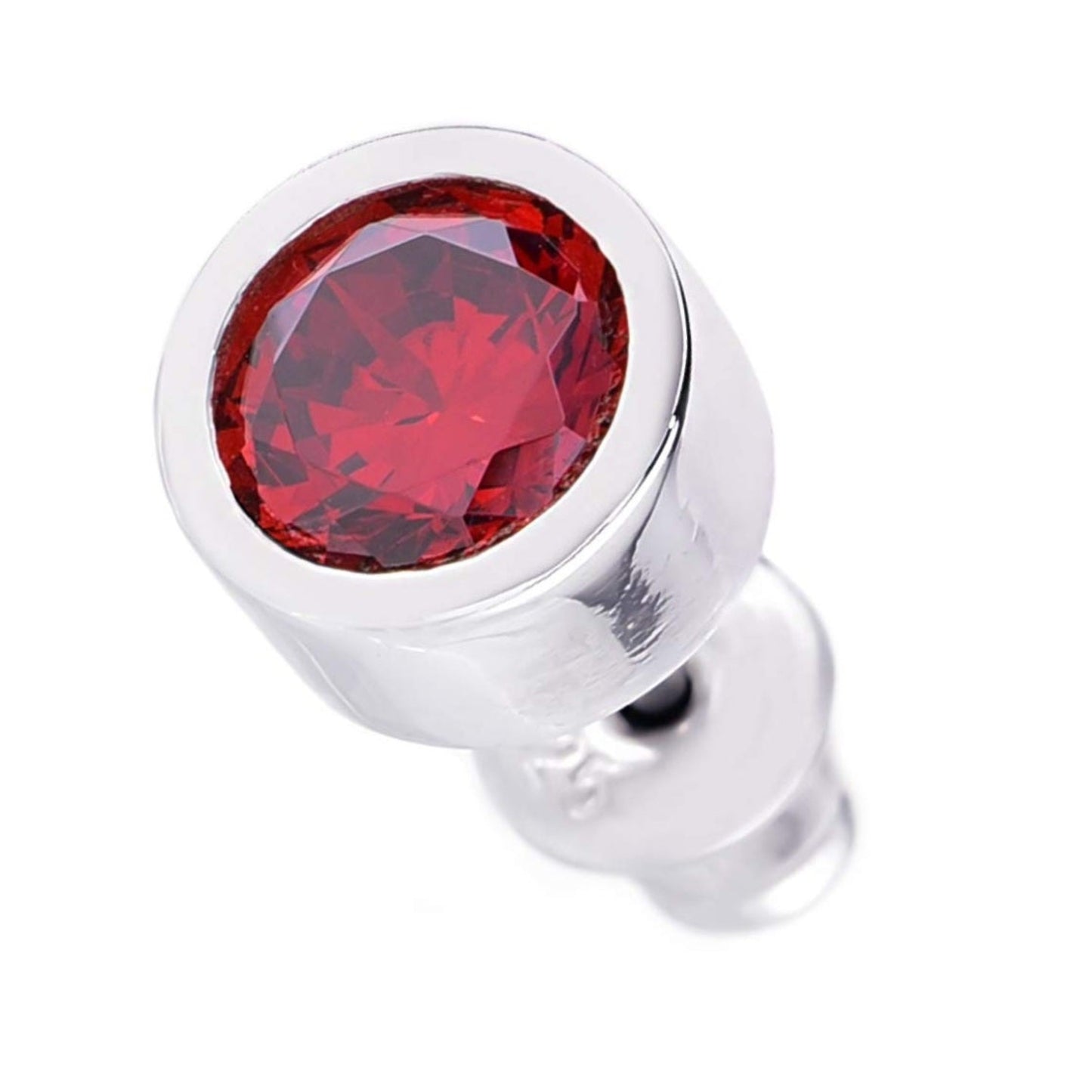 メンズ シルバー925 レッドジルコニア 6mm スタッドピアス 正面