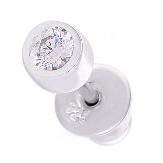 メンズ シルバー925 クリアジルコニア 3mm スタッドピアス 正面