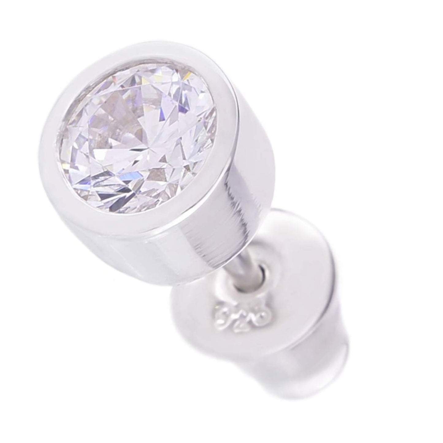メンズ シルバー925 クリアジルコニア 5mm スタッドピアス 正面
