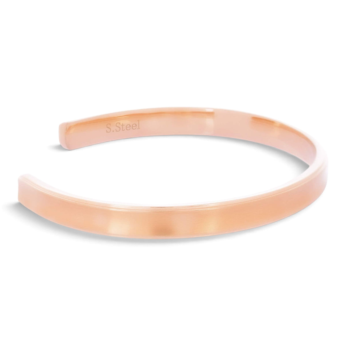 Truelements Jewelry women's 5mm matte pink gold surgical stainless steel bangle bracelet
