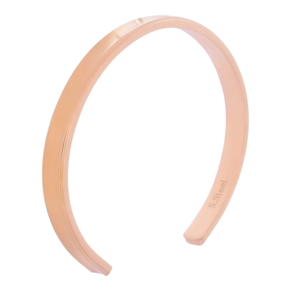 Truelements Jewelry women's 5mm matte pink gold surgical stainless steel bangle bracelet