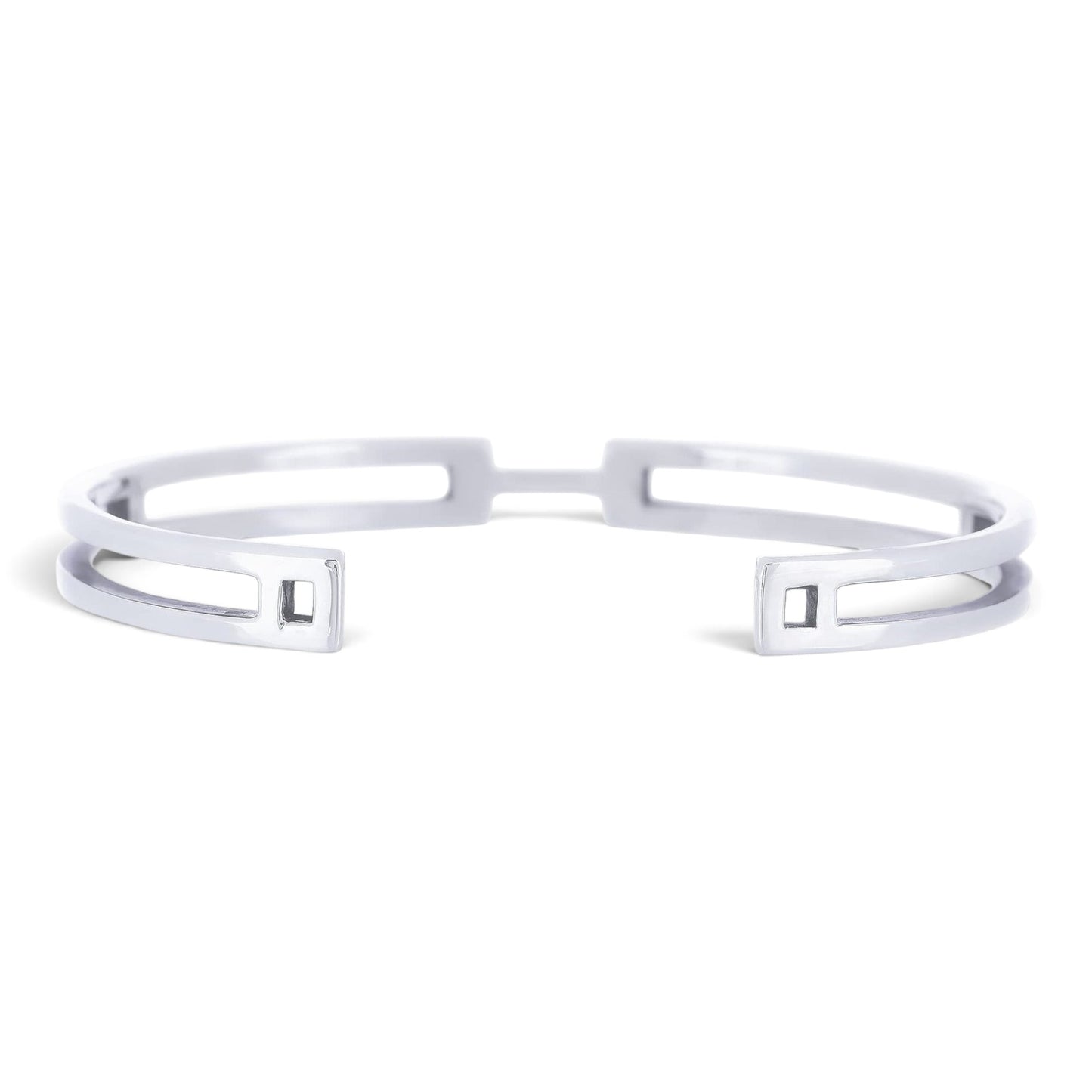 Truelements Jewelry men's 6.5mm wide sterling silver 925 cuff bangle with a polished mirror finish