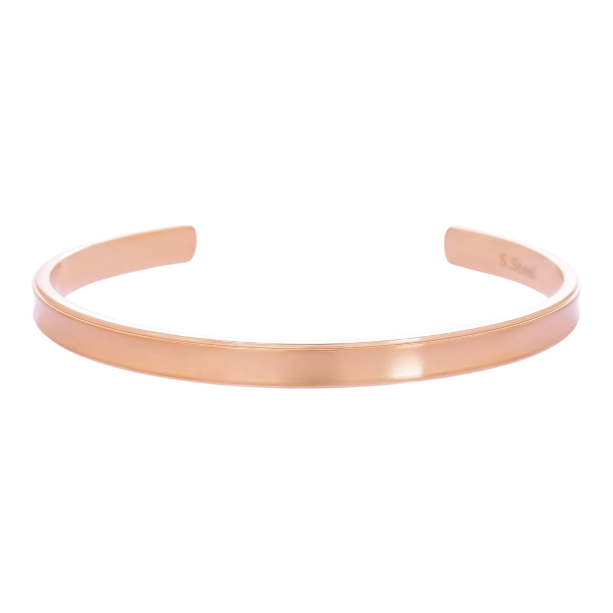 Truelements Jewelry women's 5mm matte pink gold surgical stainless steel cuff bangle
