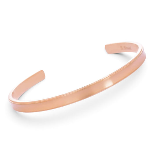 Truelements Jewelry women's 5mm matte pink gold surgical stainless steel cuff bangle