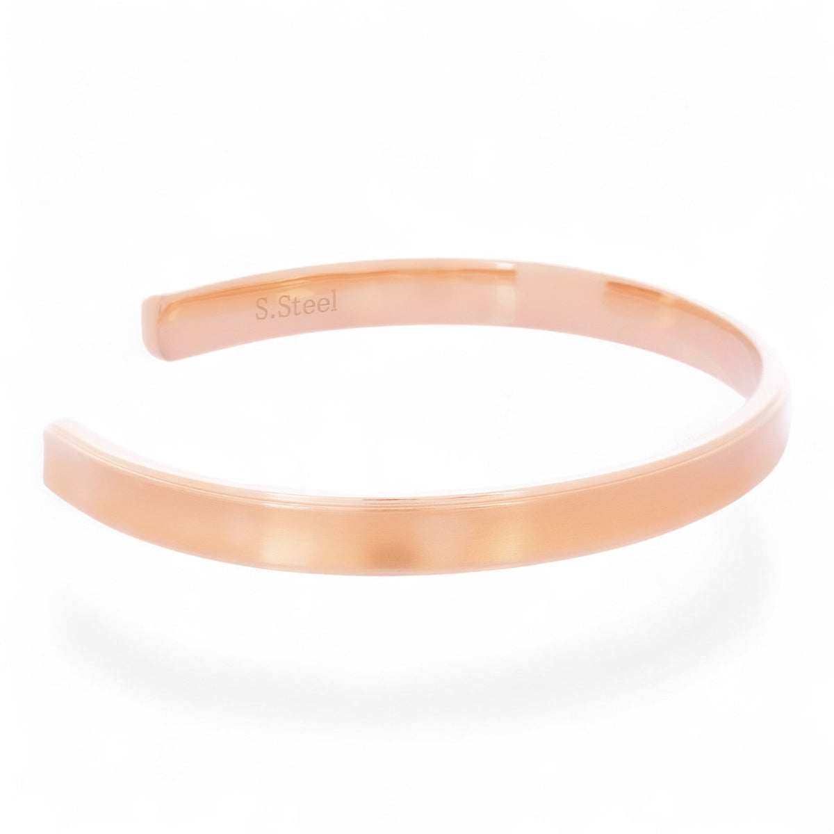 Truelements Jewelry matte pink gold 316L surgical stainless steel cuff bangle with S.Steel engraving
