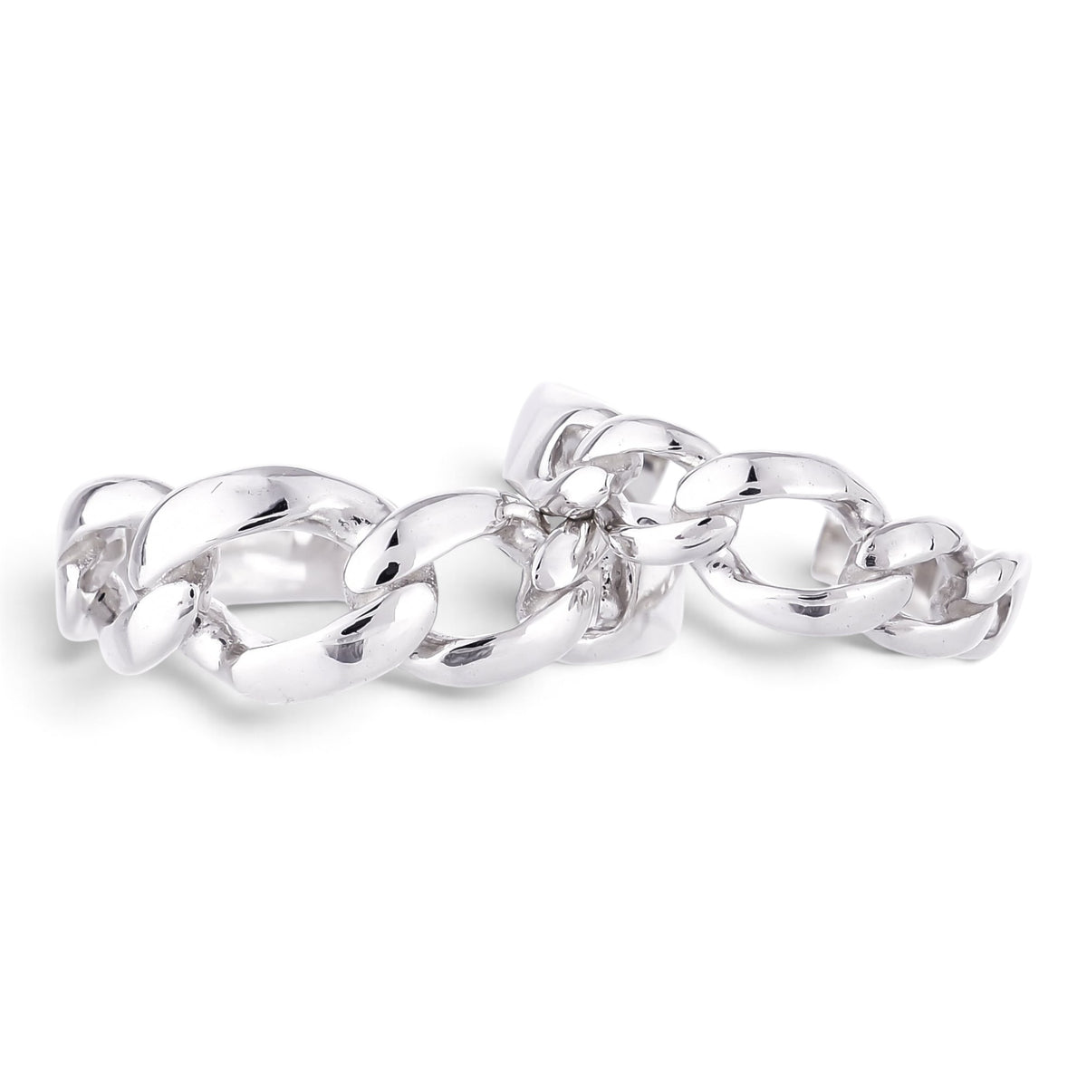 Truelements Jewelry sterling silver 925 open ring with a polished curb chain motif for couples