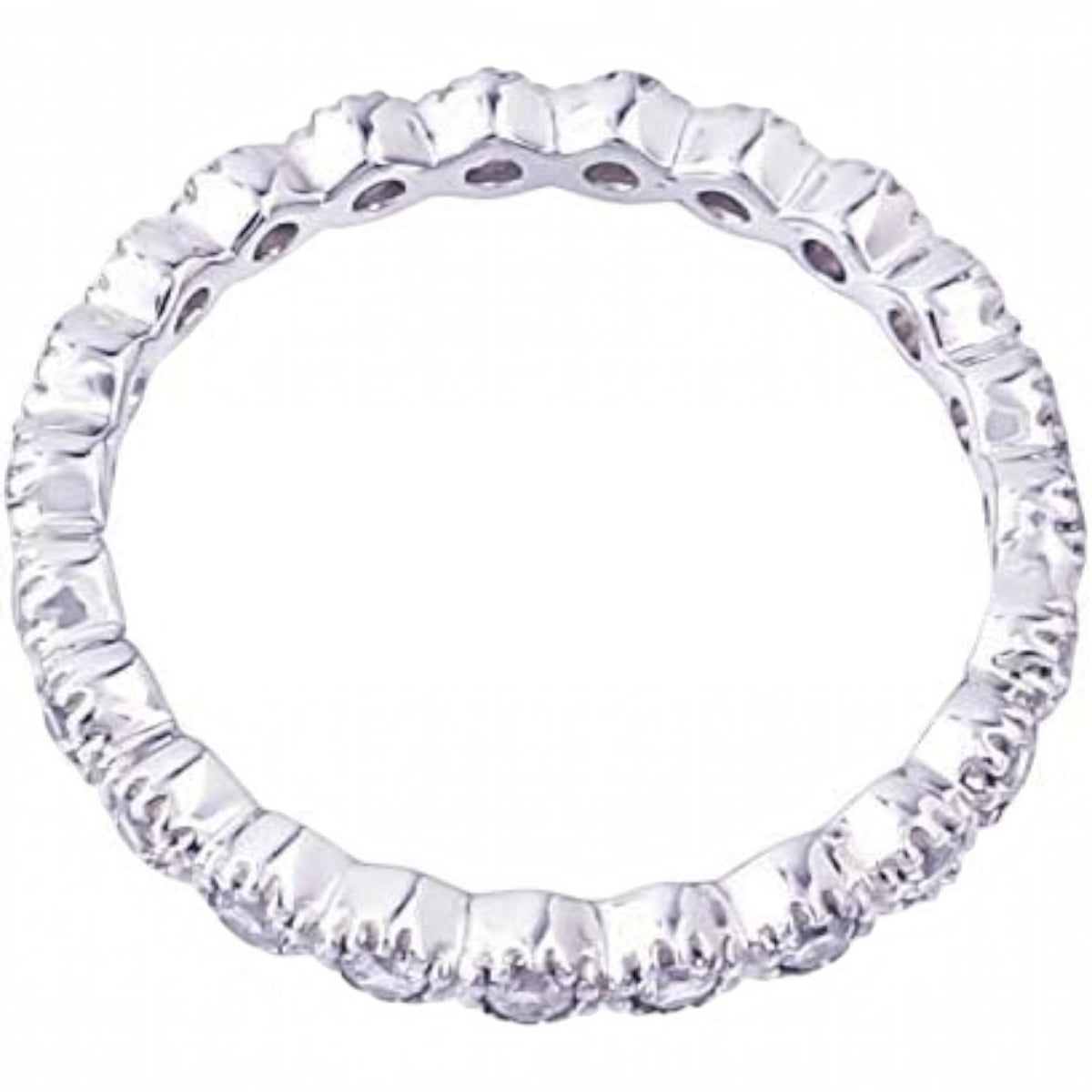 Truelements Jewelry sterling silver eternity pinky ring featuring a row of sparkling clear cubic zirconia stones.