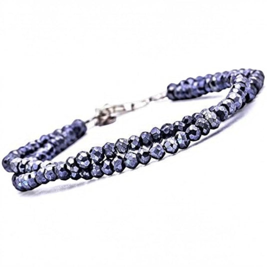 Truelements Jewelry women's bracelet featuring 4mm faceted natural silver spinel beads and sterling silver 925 hardware.