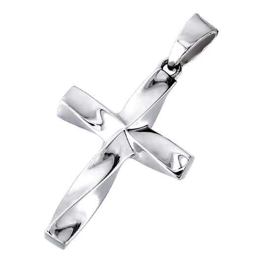 Truelements Jewelry men's sterling silver 925 twisted cross pendant with a polished finish