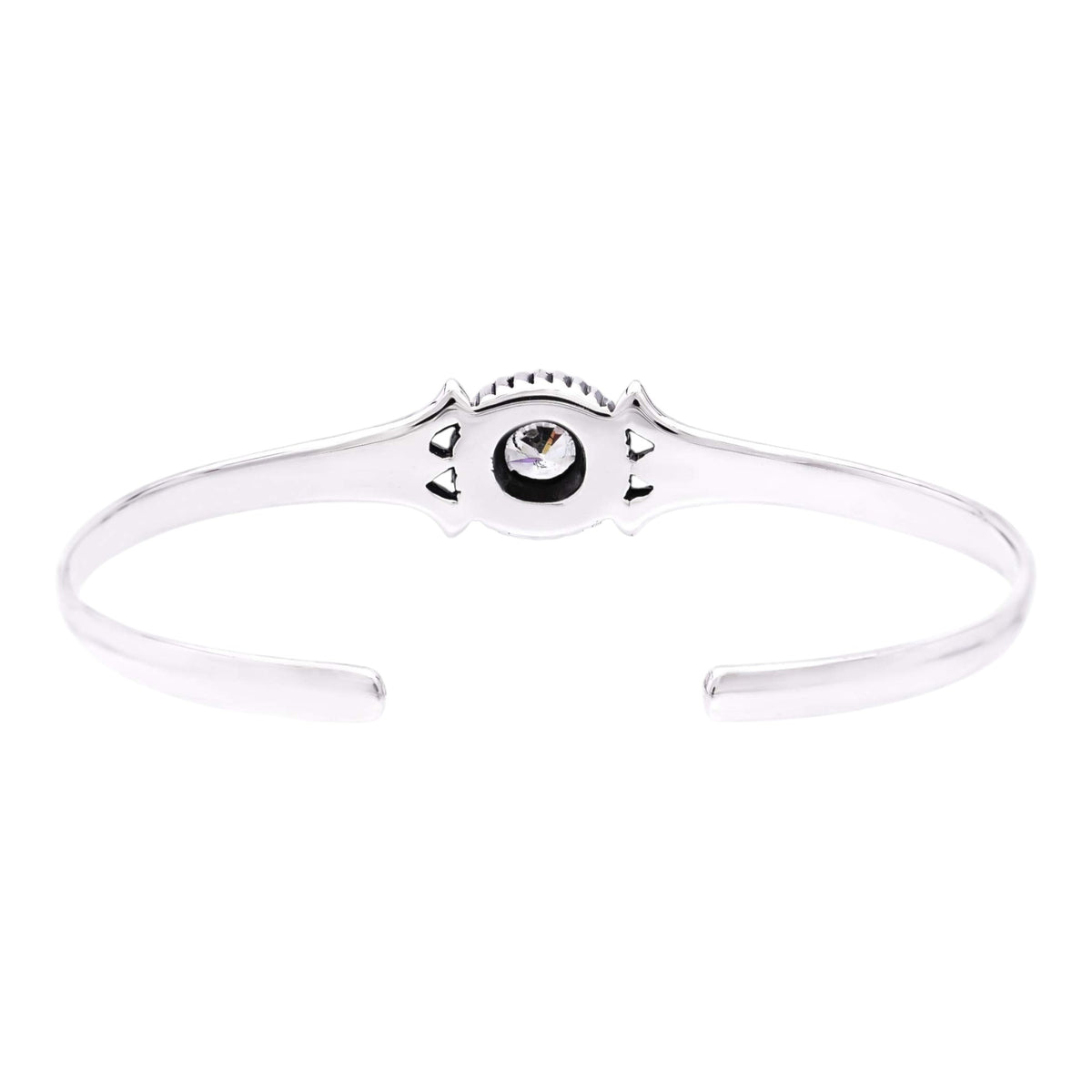 Truelements Jewelry unisex sterling silver 925 bangle featuring a clear 8mm cubic zirconia stone with oxidized finish