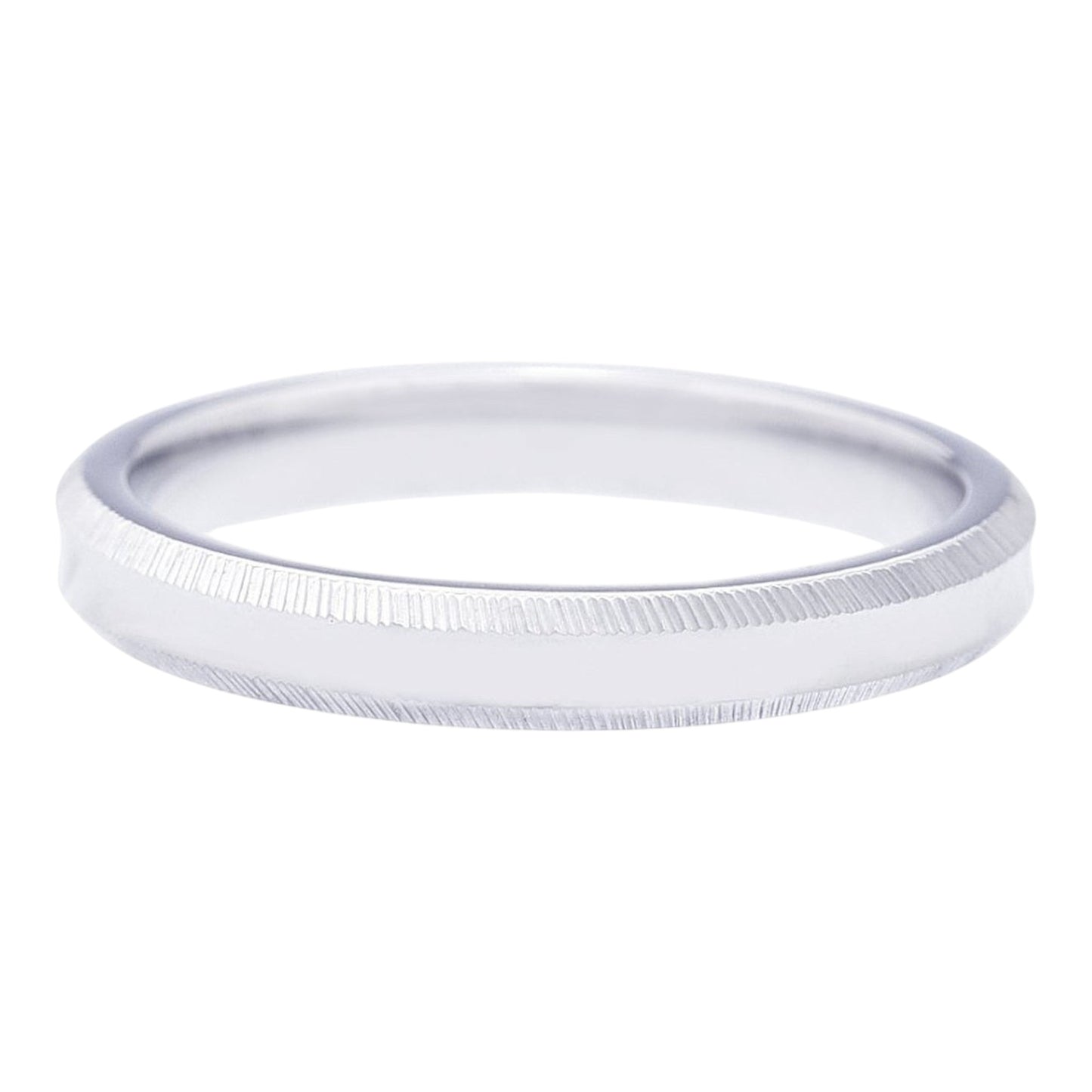Truelements Jewelry silver 316L stainless steel unisex ring with fine edge detailing and a central white diamond
