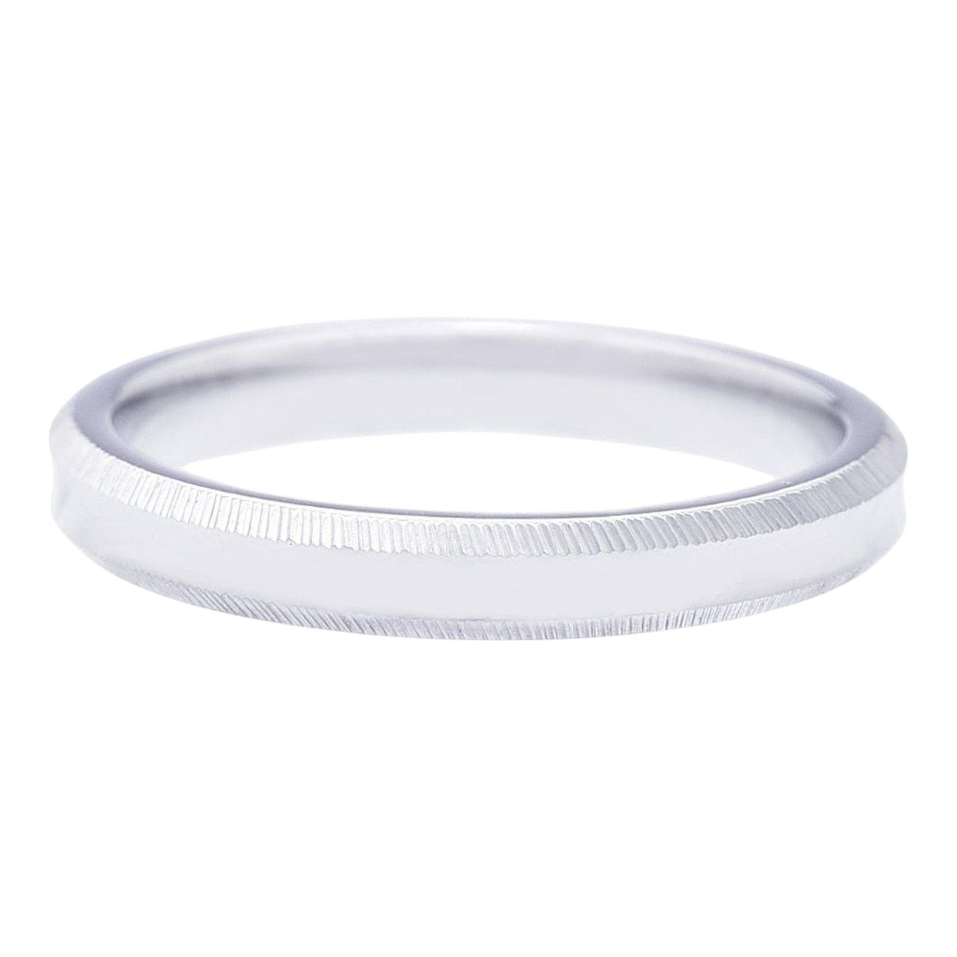 Truelements Jewelry silver 316L stainless steel unisex ring with fine edge detailing and a central white diamond