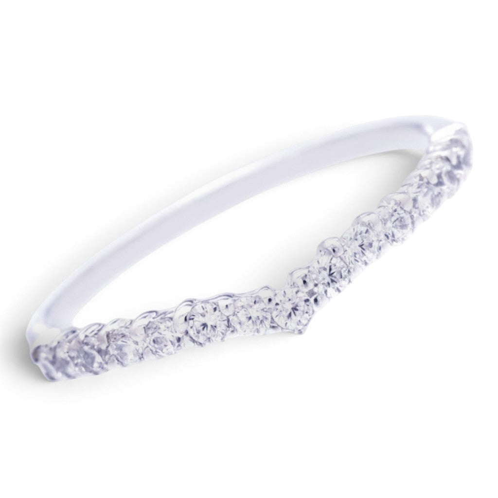 Truelements Jewelry V-shaped sterling silver pinky ring featuring sparkling clear zirconia stones