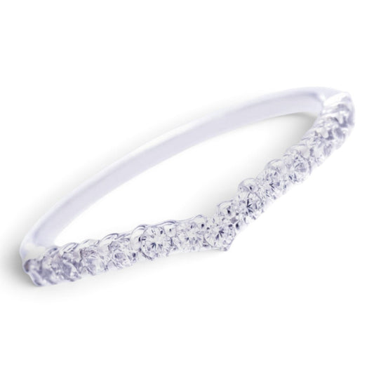 Truelements Jewelry V-shaped sterling silver pinky ring featuring sparkling clear zirconia stones