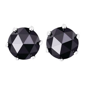 プラチナ 王冠 ピアス ローズカット ブラック [黒] ダイヤモンド [5mm] 1ct [0.50ct×2] レディース クラウン スタッド pt900 日本製 両耳用、フロントイメージ