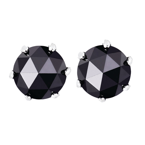 プラチナ 王冠 ピアス ローズカット ブラック [黒] ダイヤモンド [4mm] 0.5ct [0.25ct×2] レディース クラウン スタッド pt900 日本製 両耳用、フロントイメージ