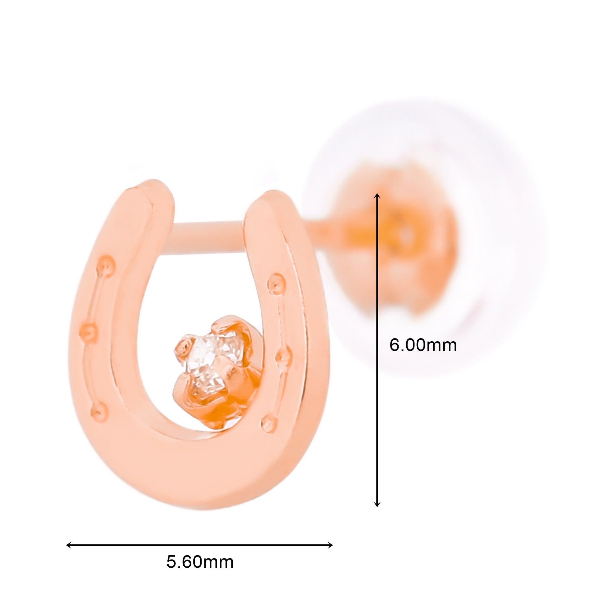 18金蹄鉄スタッドダイヤモンド0.02ctピアスK18ピンクゴールド、ディテールイメージ