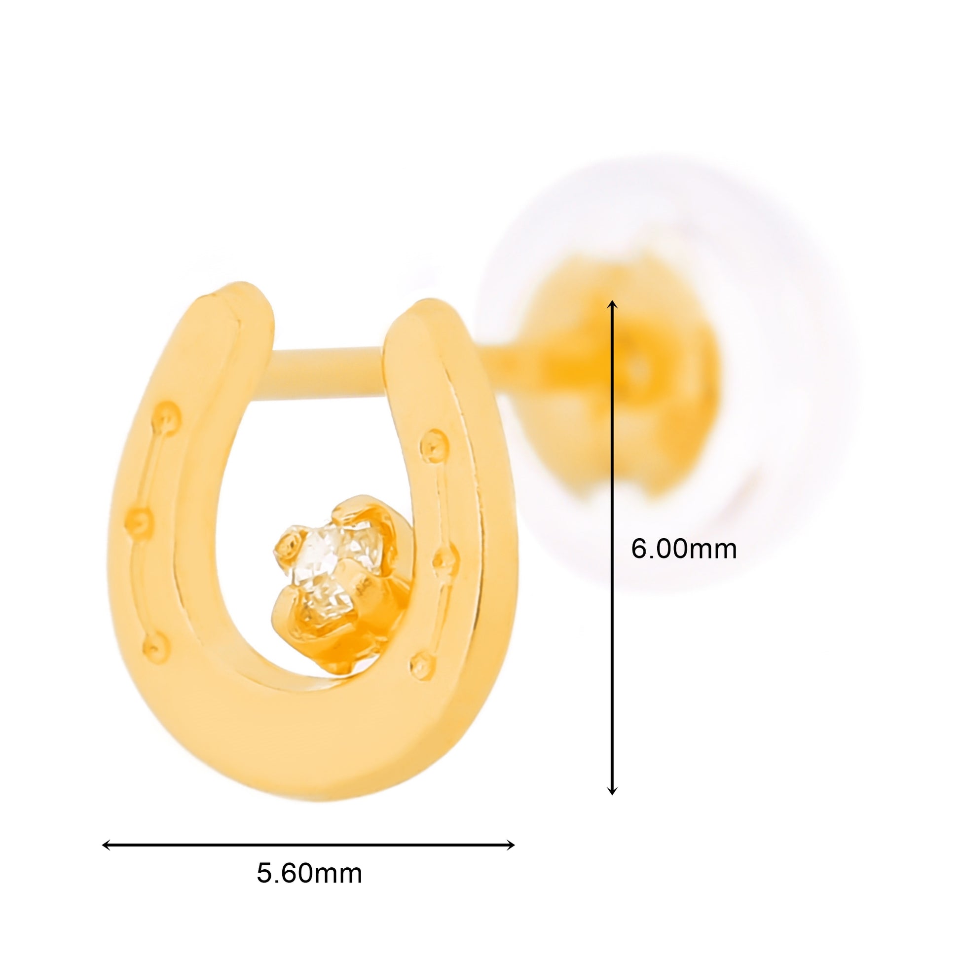 18金蹄鉄スタッドダイヤモンド0.02ctピアスK18ゴールド、ディテールイメージ