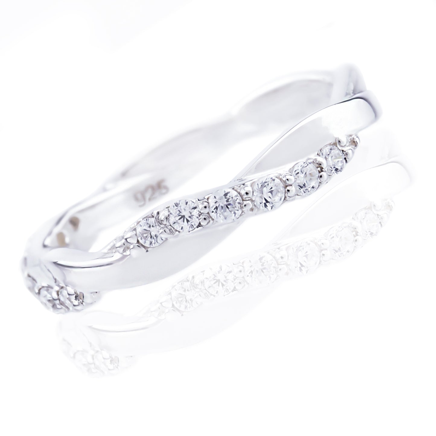 リング指輪シルバー925レディースピンキーリングジルコニア、フロントイメージ