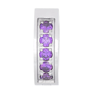 メンズ シルバー ピアス サージカル ステンレス シンプル フープ パープル (紫) ジルコニア 金属 アレルギー 316l リングピアス 片耳用、フロントイメージ