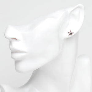 ピアス メンズ 星 スタッド シルバー 925 スター アクセサリー ジルコニア レッド (赤) 片耳用、フィッティングイメージ