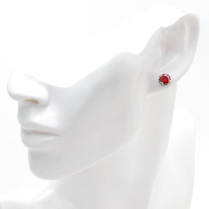 ピアス シルバー 18g サージカルステンレス 金属アレルギー 316L クラウン 王冠 レッド [赤] ジルコニア [7mm] 片耳用、フィッティングイメージ