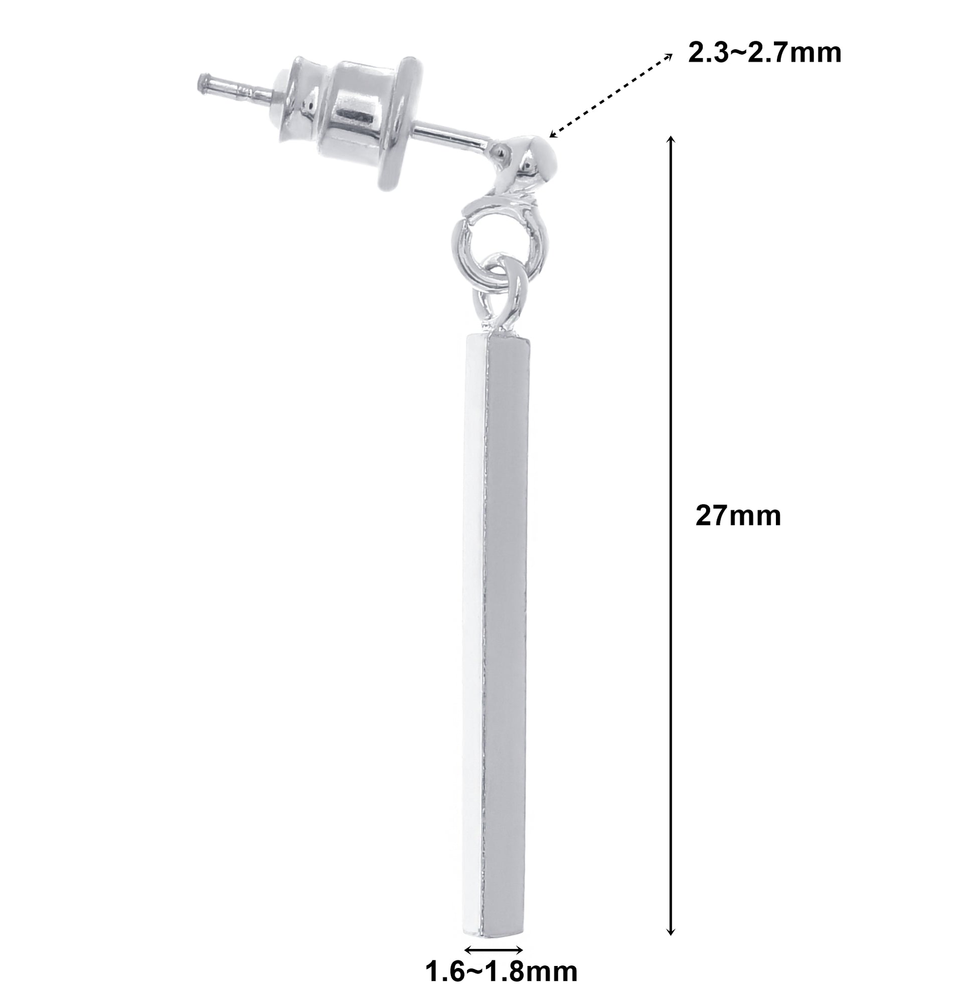 レディース ピアス 棒 シルバー 925 ドロップ 揺れる シンプル ロング スティック スタッド 両耳用、ディテールイメージ
