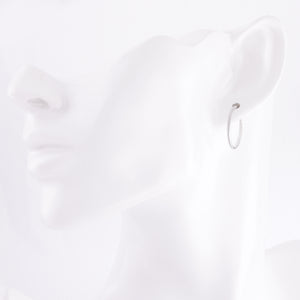 14金K14レディースフープピアス20mmホワイトゴールドイヤリング両耳用日本製、フィッティングイメージ