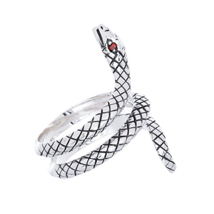 メンズ リング ヘビ 蛇 指輪 シルバー 925 スネークリング レッド [赤] ジルコニア、サイドイメージ