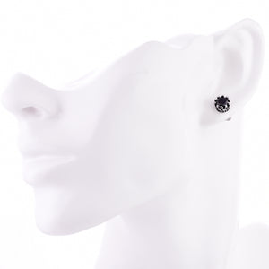 レディース ピアス シルバー スタッド 王冠 サージカル ステンレス 316l 両耳 金属 アレルギー 黒 ジルコニア [6mm] ブラック クラウン、フィッティングイメージ