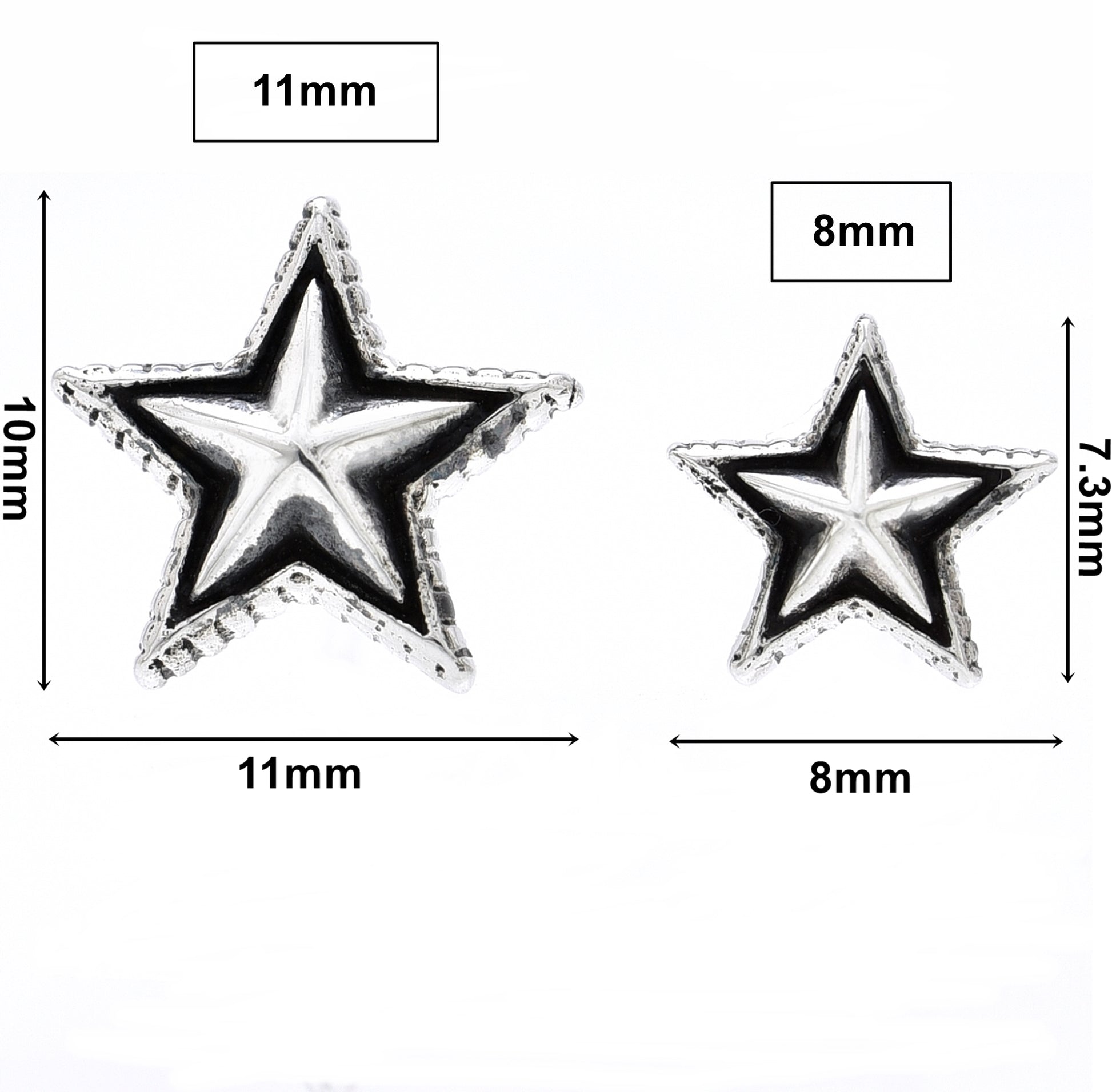 ピアス メンズ 星 スタッド シルバー 925 シンプル 幅8mm スター アクセサリー 片耳用、サイズオプションイメージ