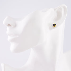 ゴールド ピアス 18g サージカルステンレス 金属アレルギー 316L クラウン 王冠 ブラックジルコニア [6mm] 片耳用、フィッティングイメージ